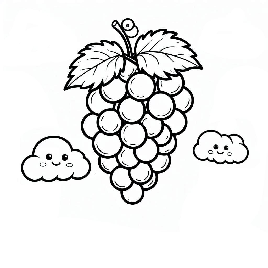 Søte druer og skyer fargelegging