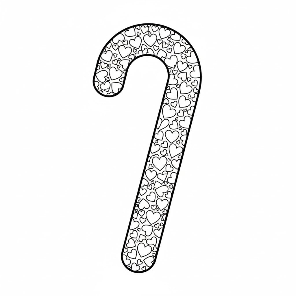 Sukkerstang med hjertemotiv fargelegging