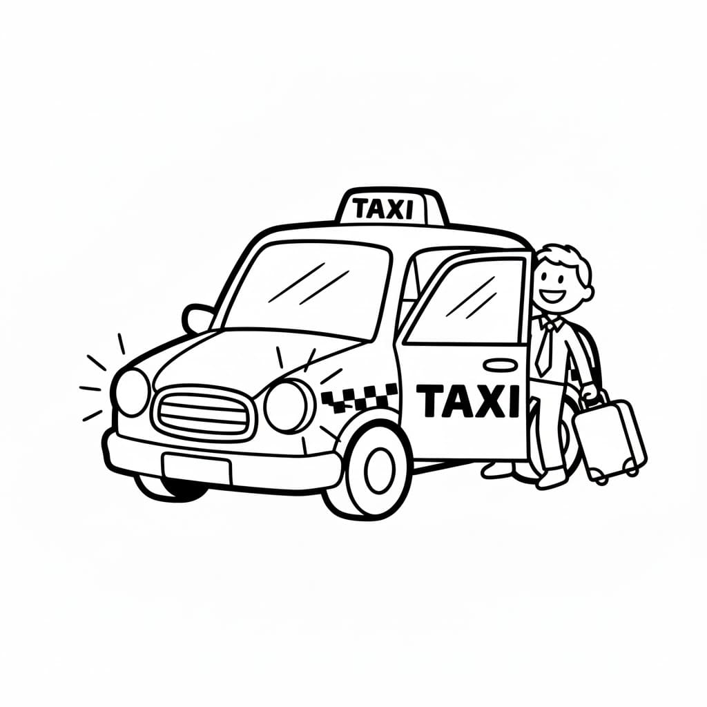 Taxi for å hente gjester fargelegging