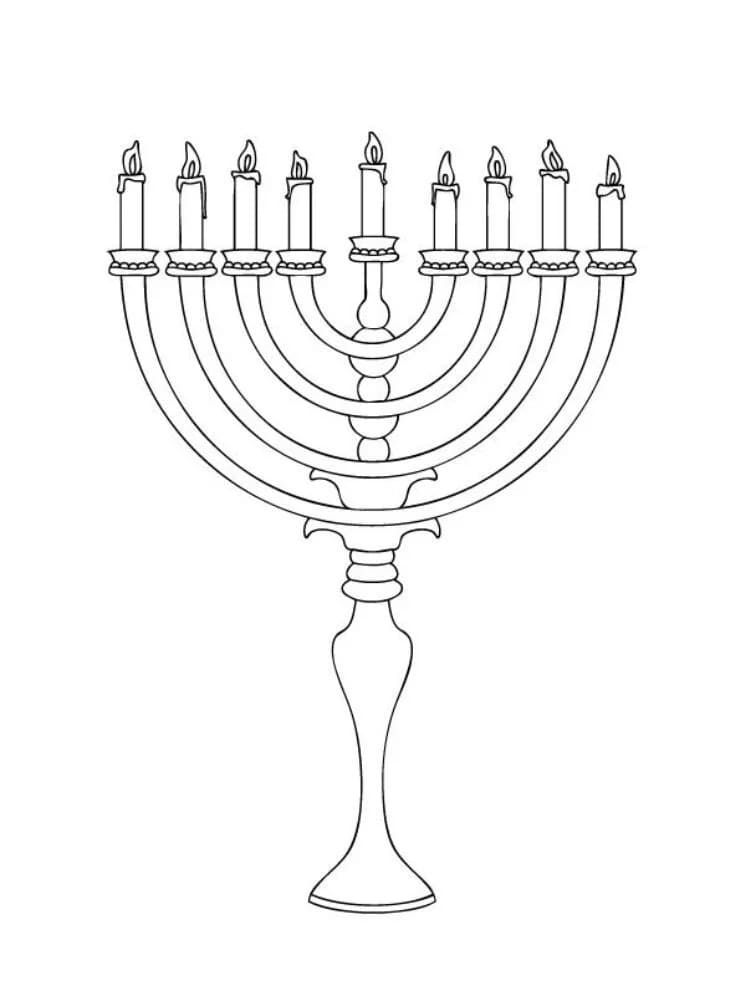 Utskrivbar Hanukkah menorah fargelegging