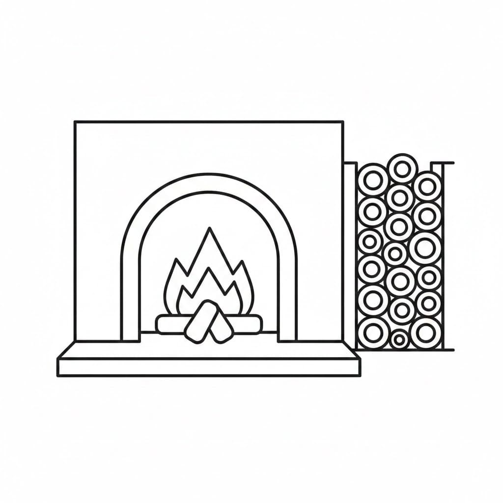 Ved ved siden av peisen fargelegging