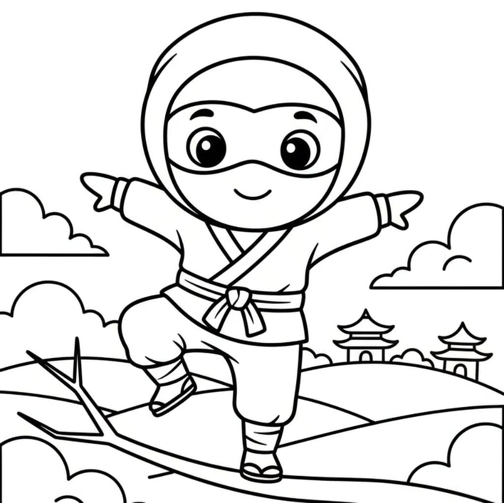 Balanserende ninja fargelegging