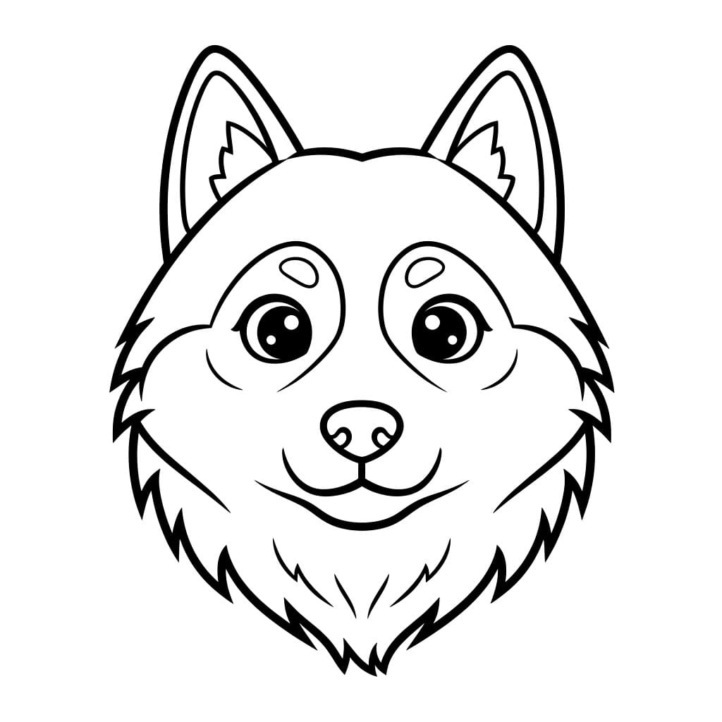 Enkelt huskyansikt fargelegging