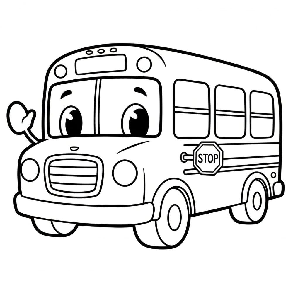Glad skolebuss fargelegging
