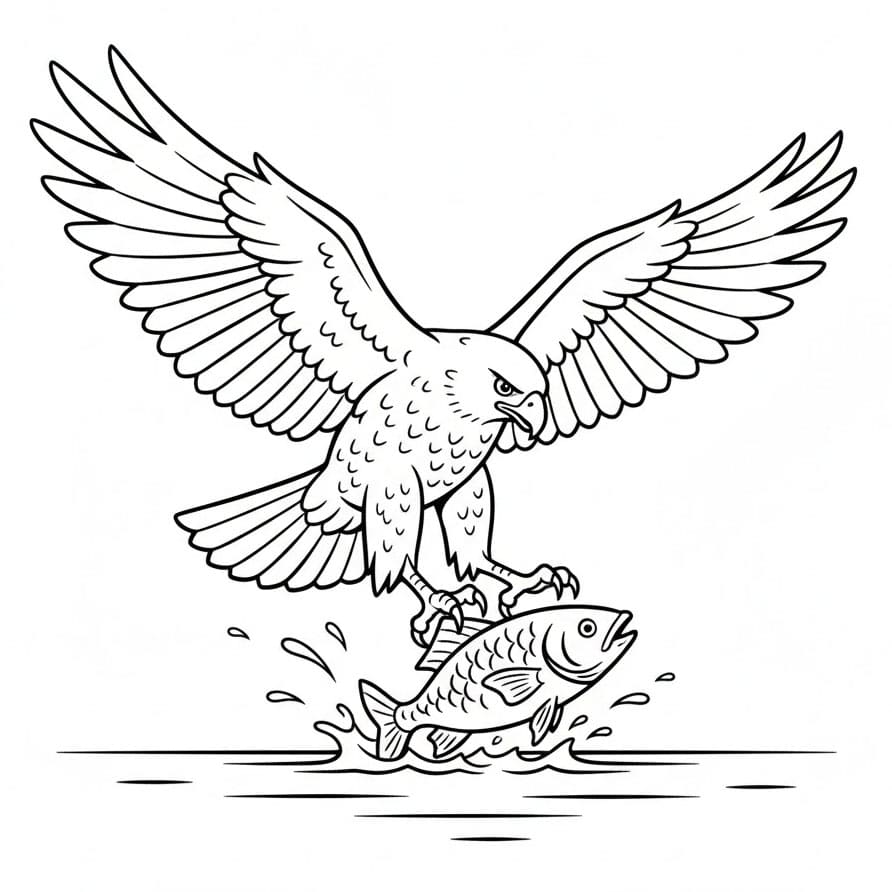 Hauk fanger fisk fargelegging