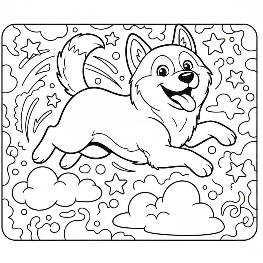 Husky leker fargelegging