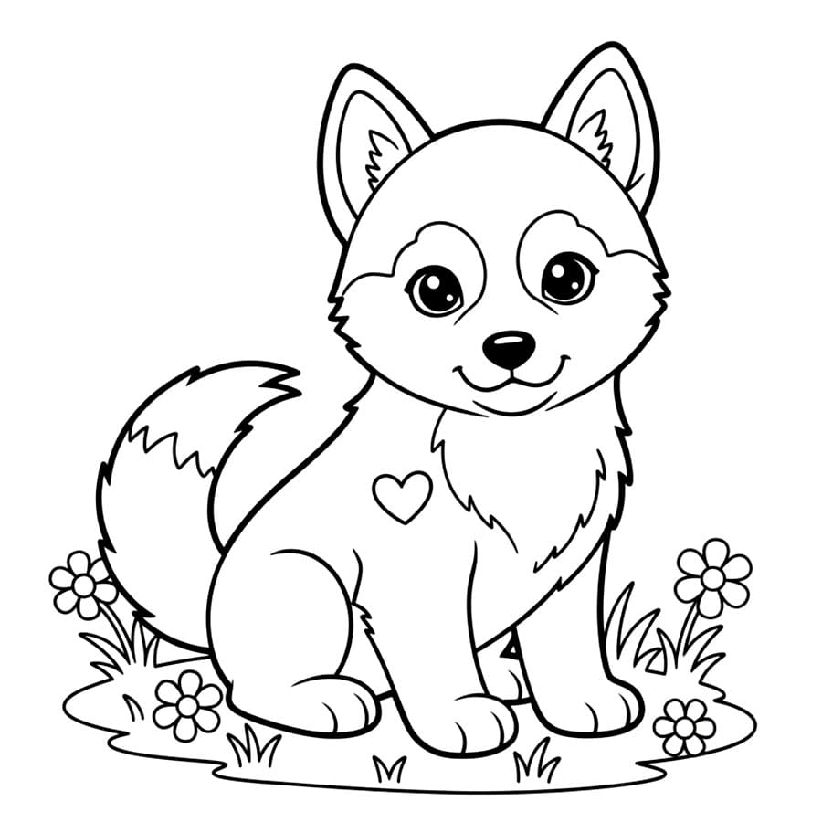 Husky med hjerte fargelegging