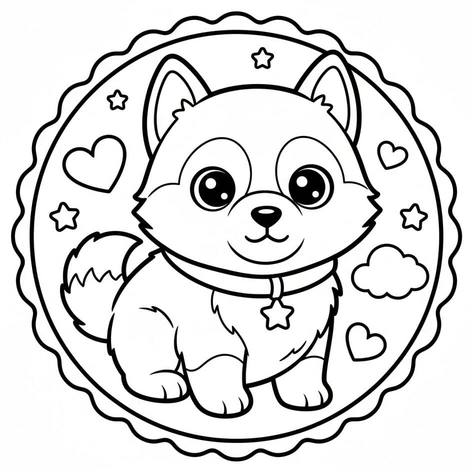 Husky med store øyne fargelegging