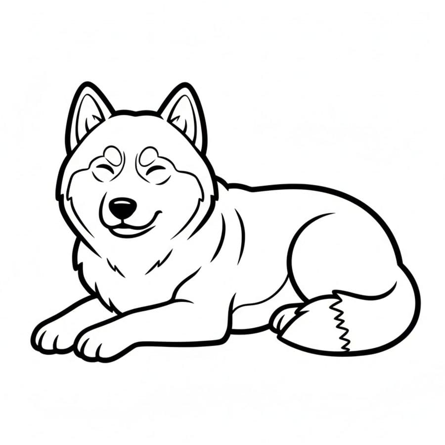 Liggende husky fargelegging