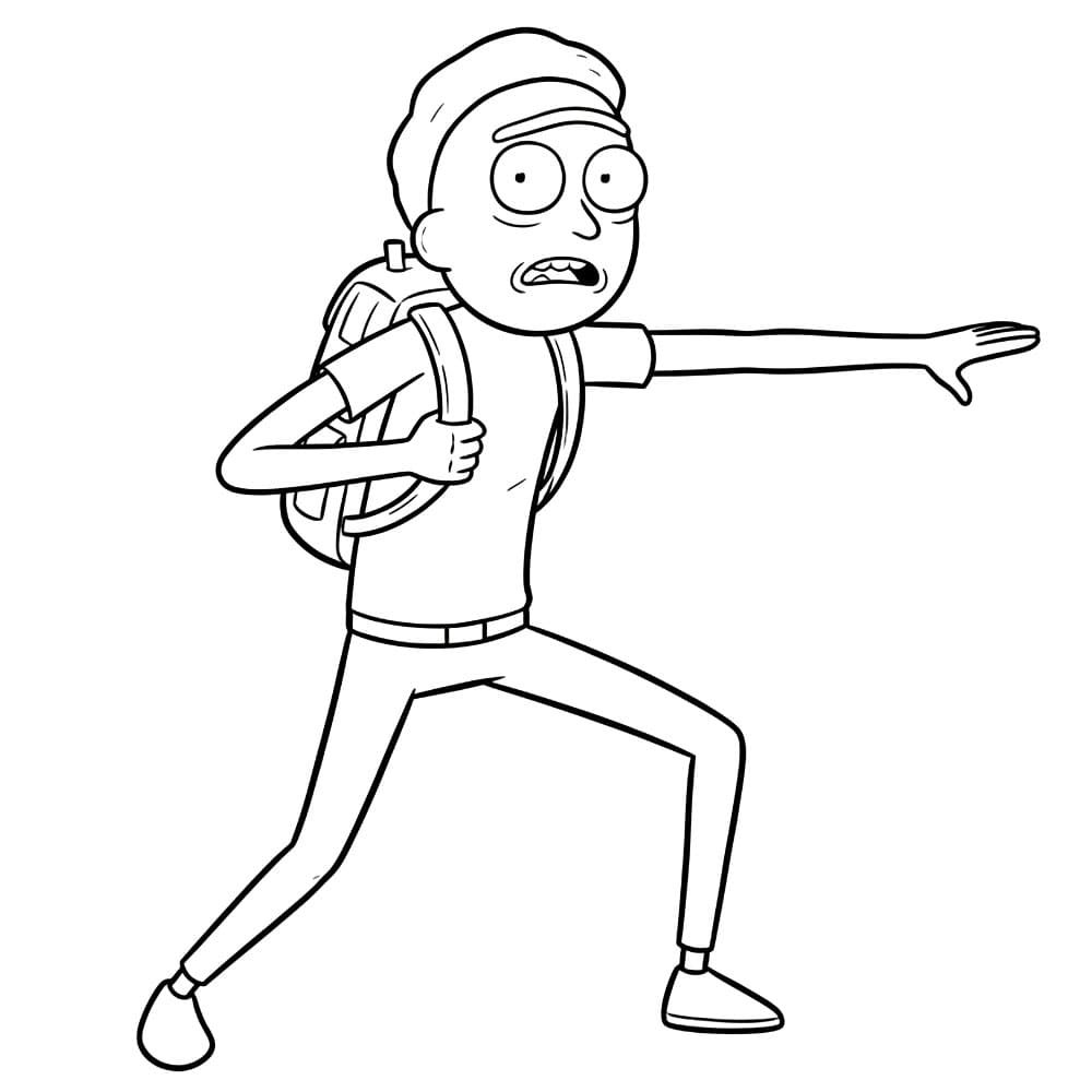 Morty med ryggsekk fargelegging