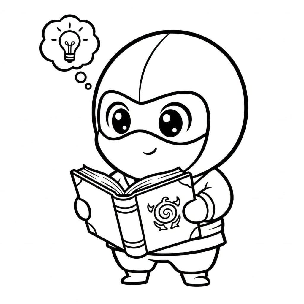 Ninja med bok fargelegging