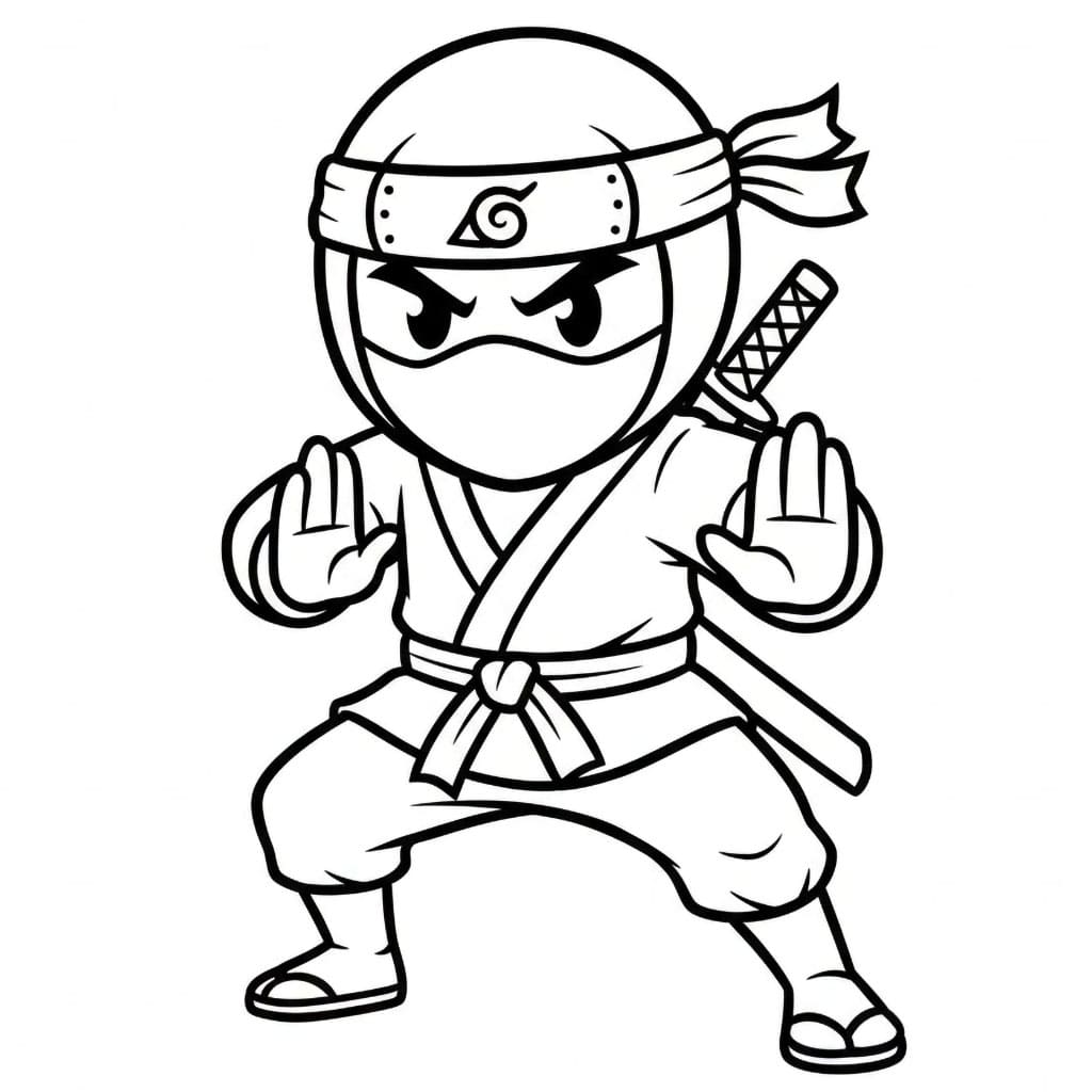 Ninja med pannebånd fargelegging