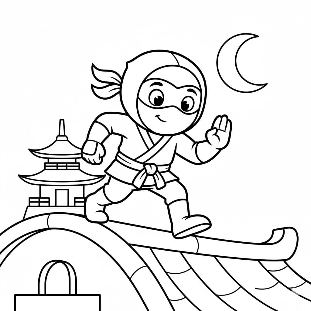 Ninja på tå fargelegging