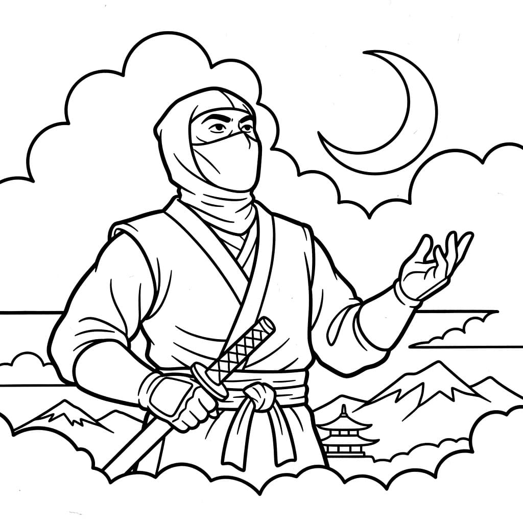 Ninja ser opp fargelegging