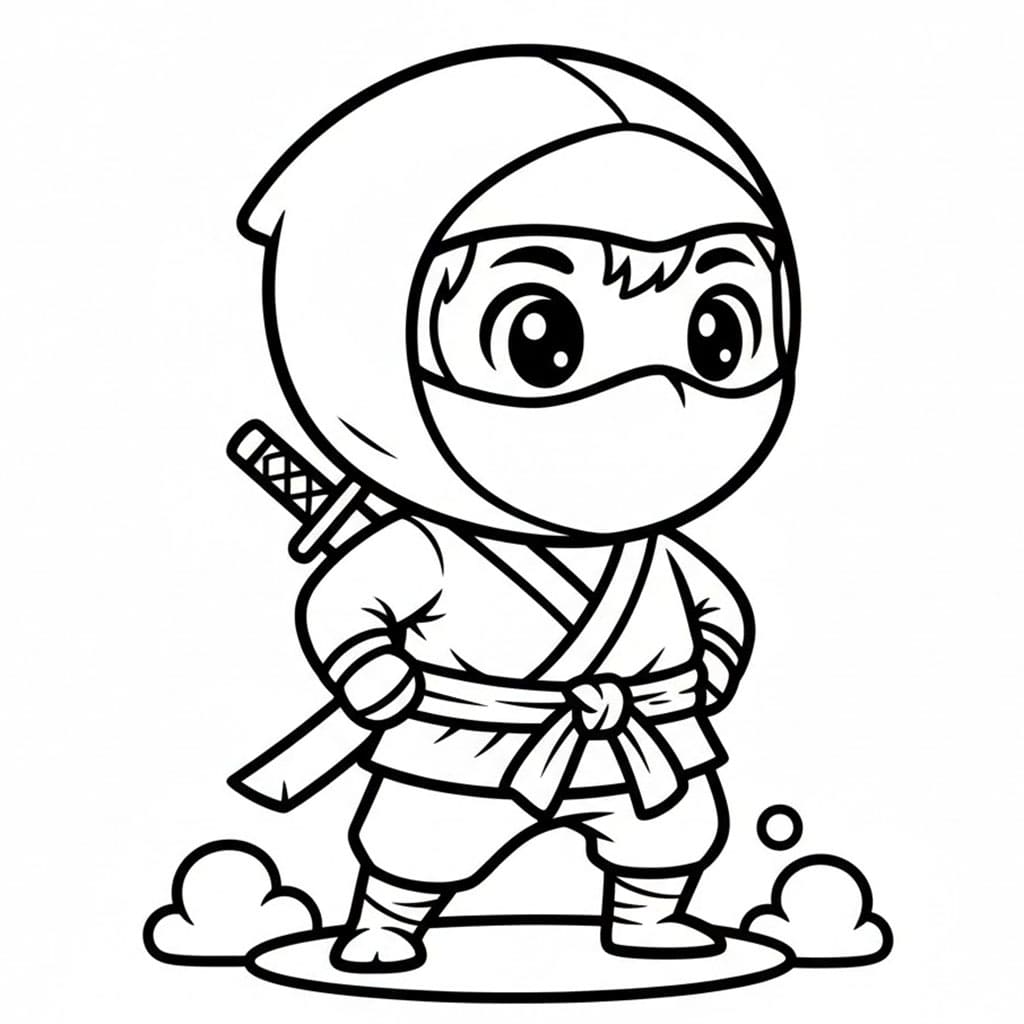 Ninja ser til høyre fargelegging