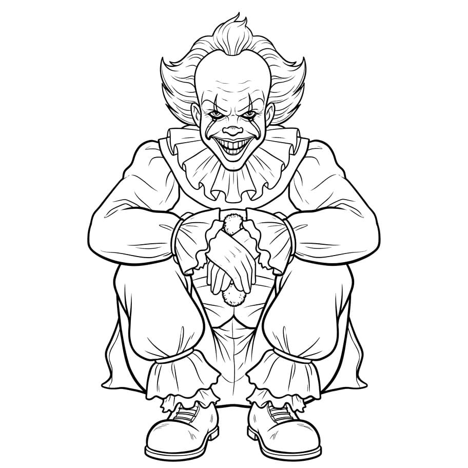 Pennywise sitter i trappen fargelegging