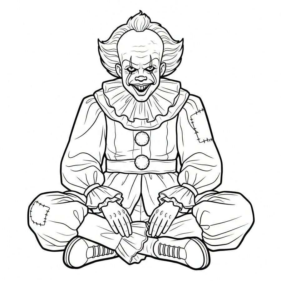 Pennywise sitter med beina i kors fargelegging