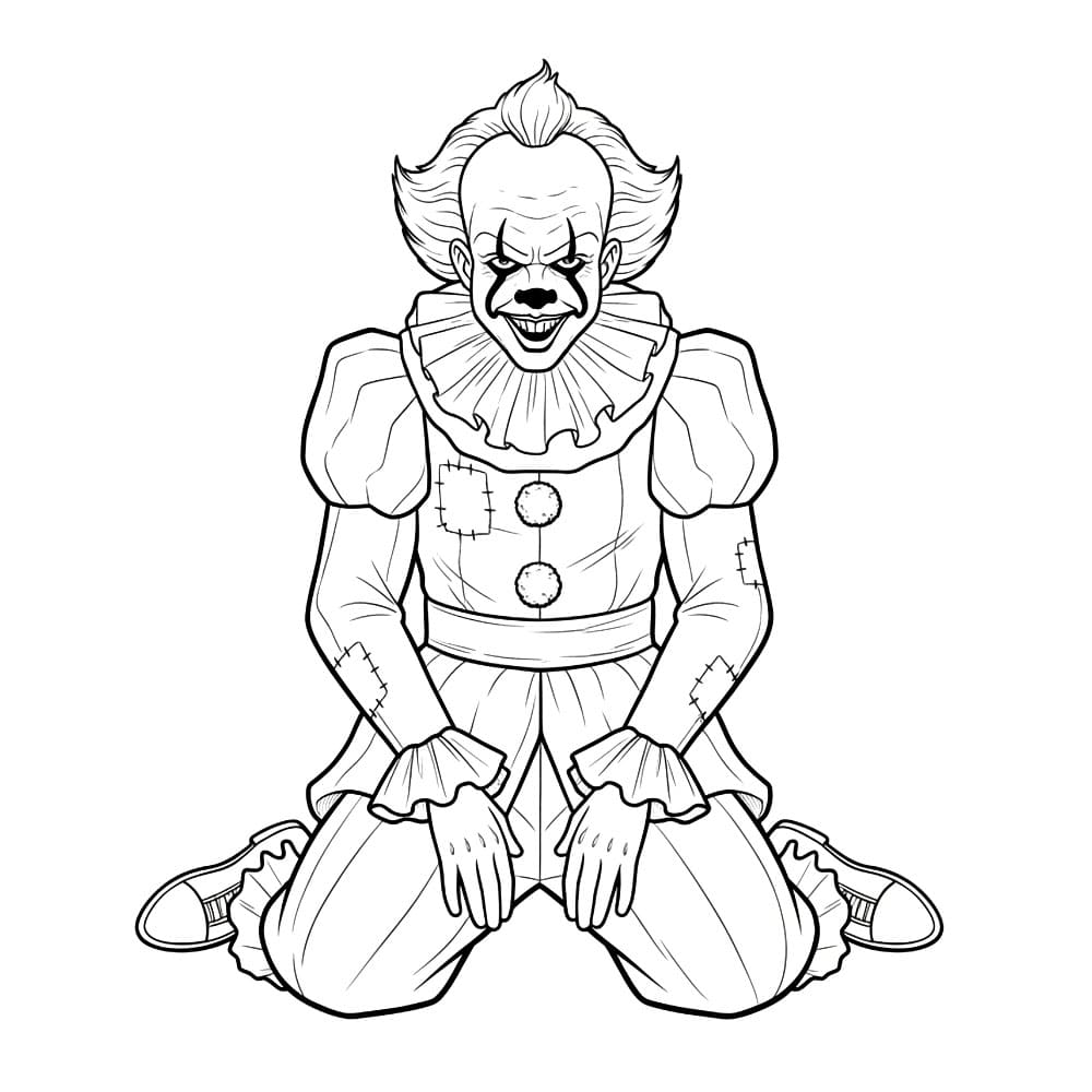 Pennywise sitter på knærne fargelegging