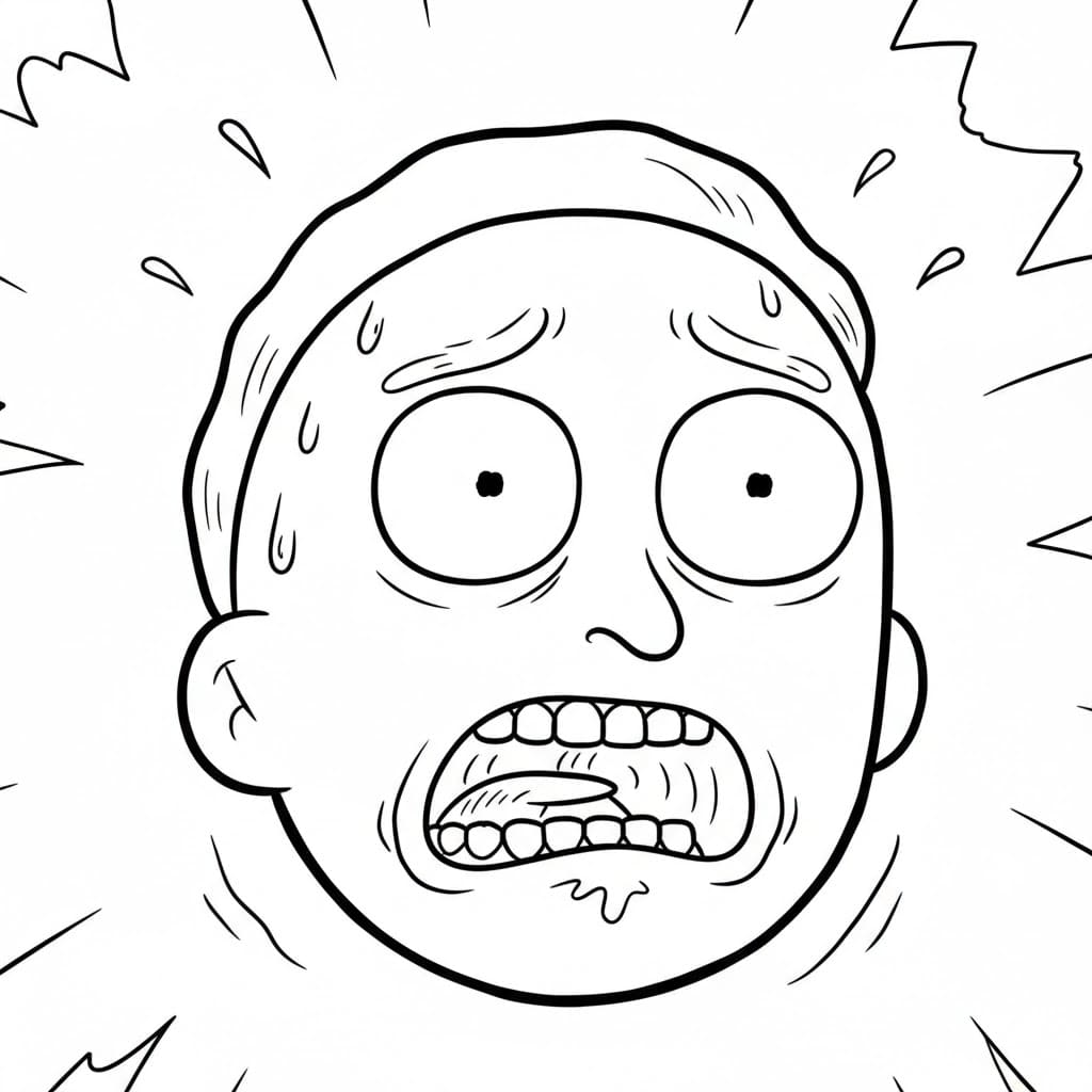 Redd Morty ansikt fargelegging