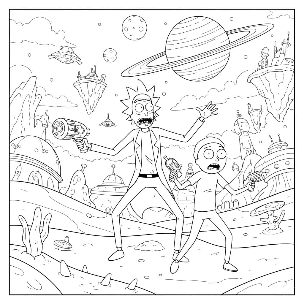 Rick og Morty eventyr fargelegging