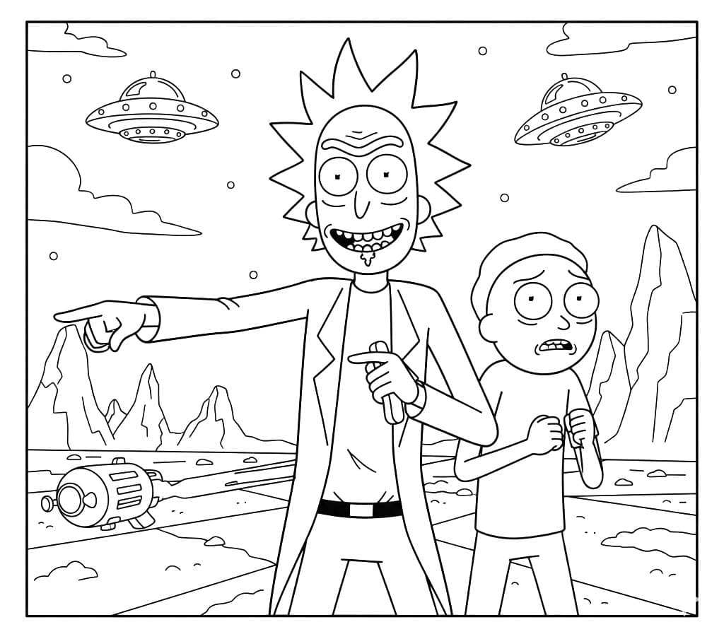 Rick peker fremover fargelegging