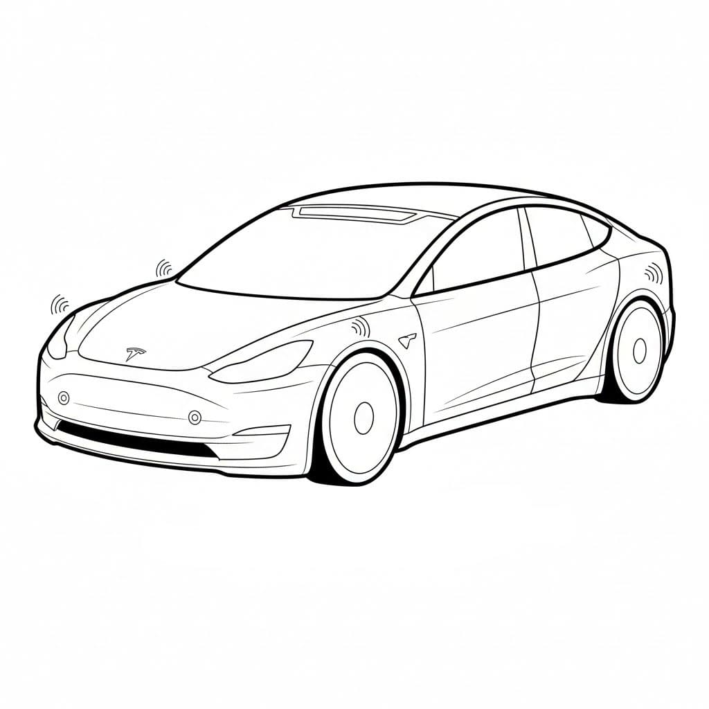 Selvkjørende Tesla fargelegging