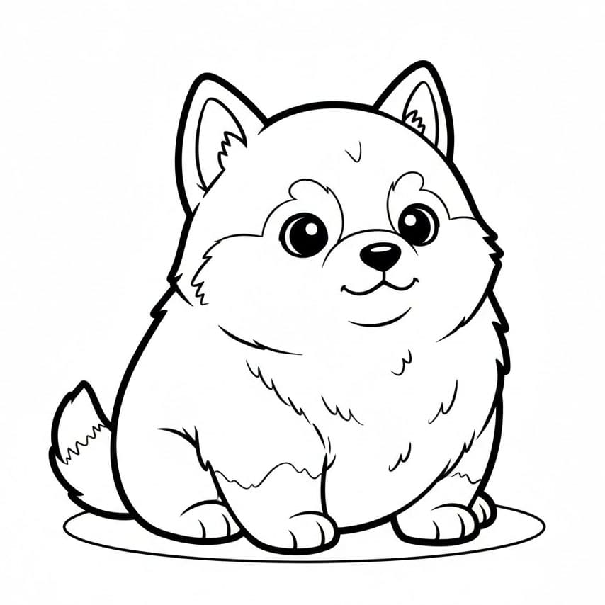 Sittende baby husky fargelegging