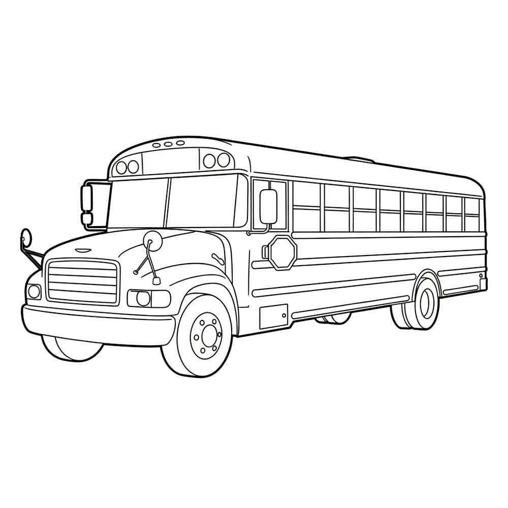 Skolebuss bare omriss fargelegging
