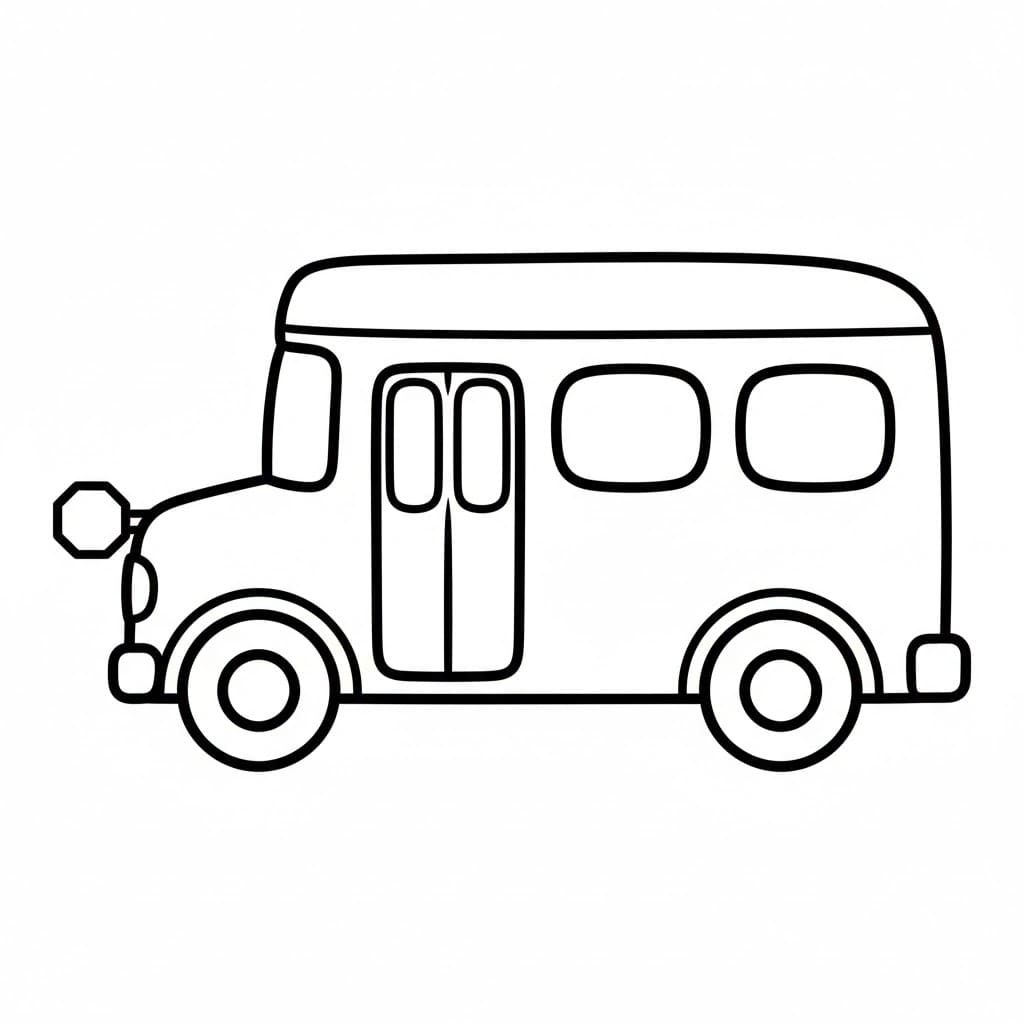 Skolebuss med store hjul fargelegging