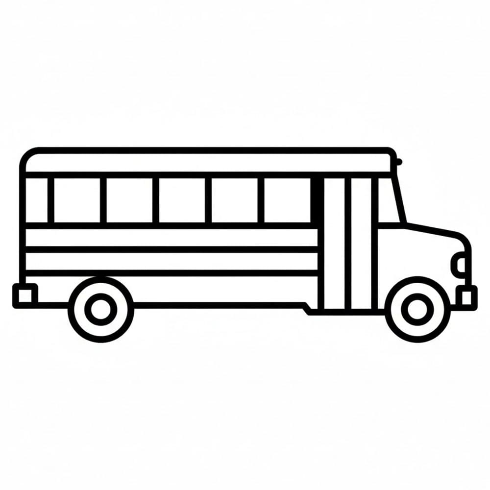 Skolebuss mot høyre fargelegging