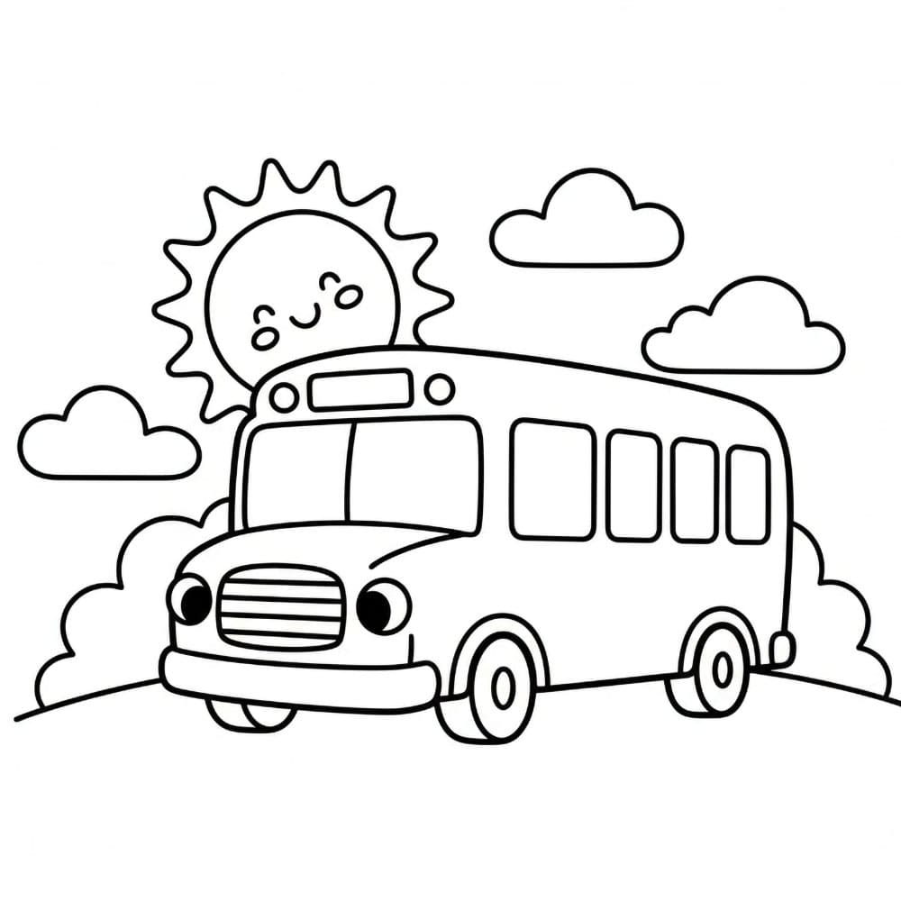 Skolebuss om morgenen fargelegging