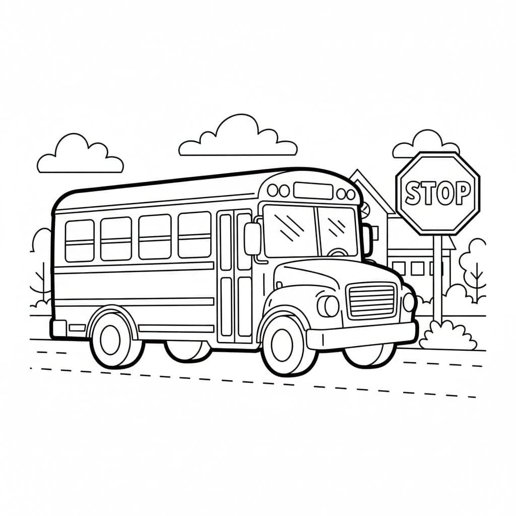 Skolebussen stopper fargelegging