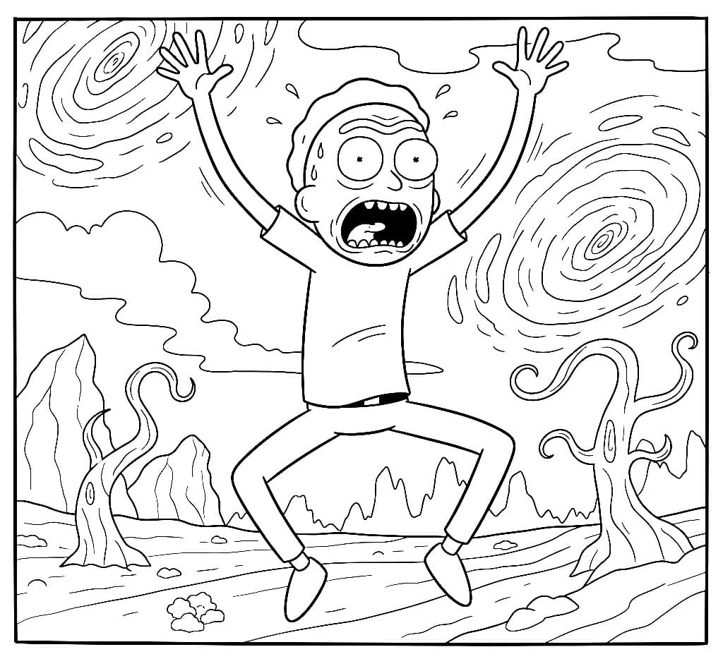 Skremt Morty skriker fargelegging