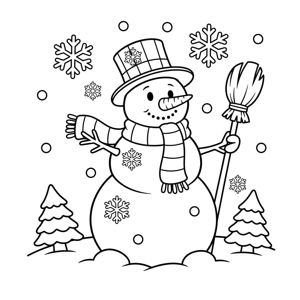 Snømann og Snøfnugg fargelegging