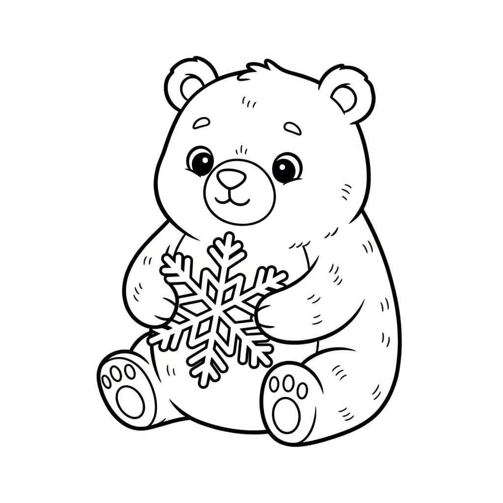 Søt Bjørn og Snøfnugg fargelegging