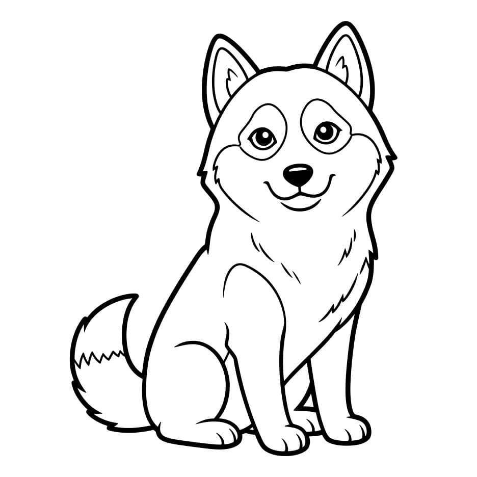 Søt sittende husky fargelegging