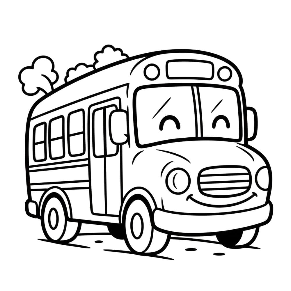 Søt skolebuss fargelegging