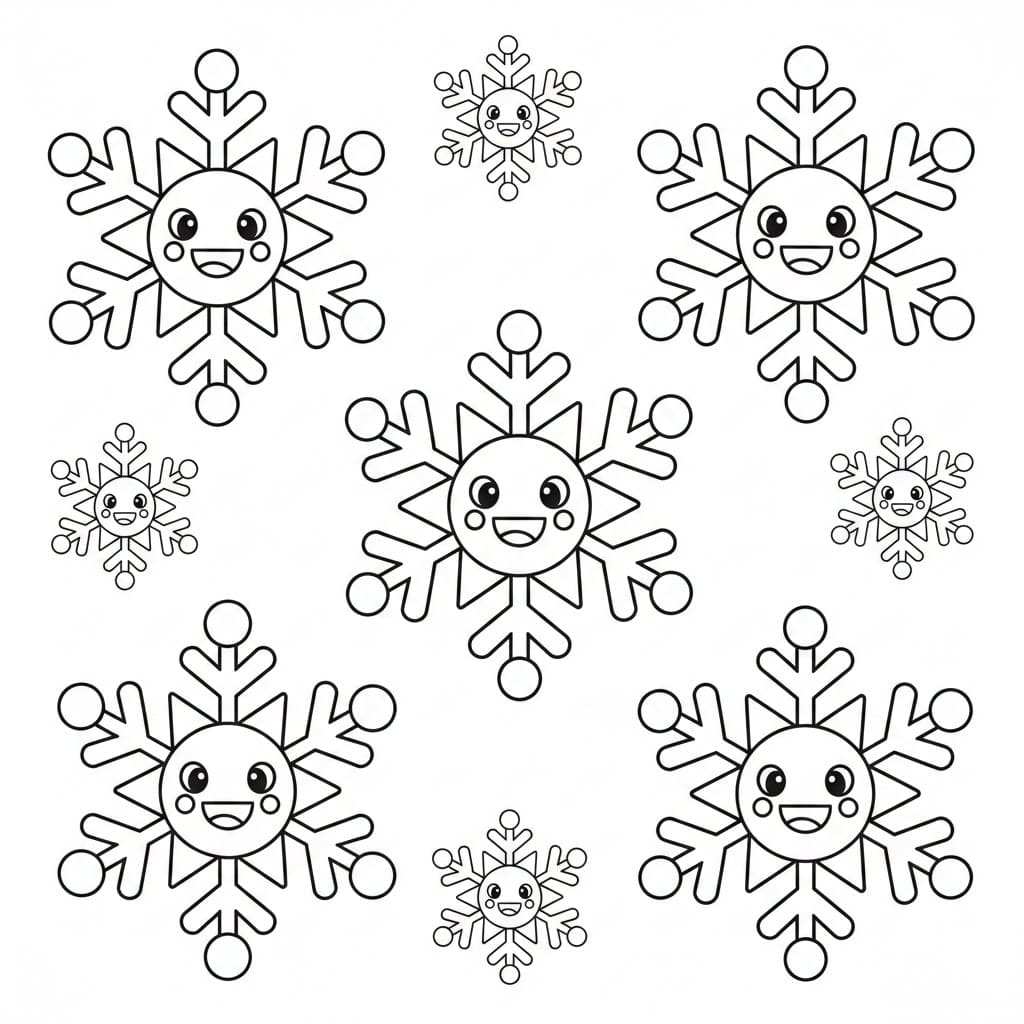 Søte Snøfnugg fargelegging