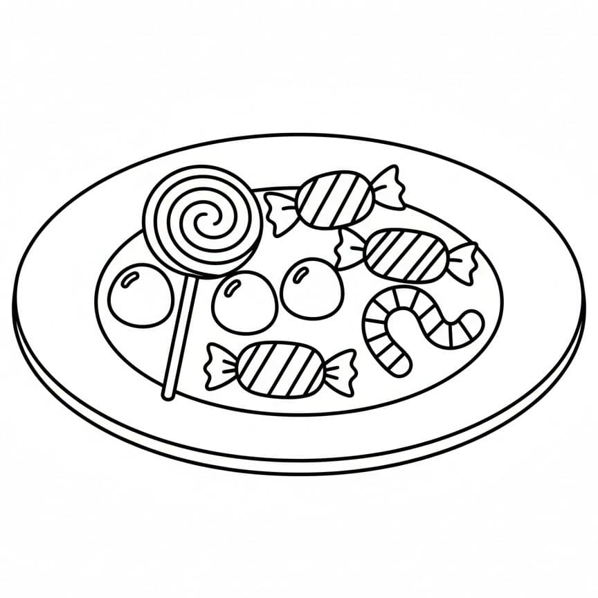 Sukkertøy på Tallerken fargelegging