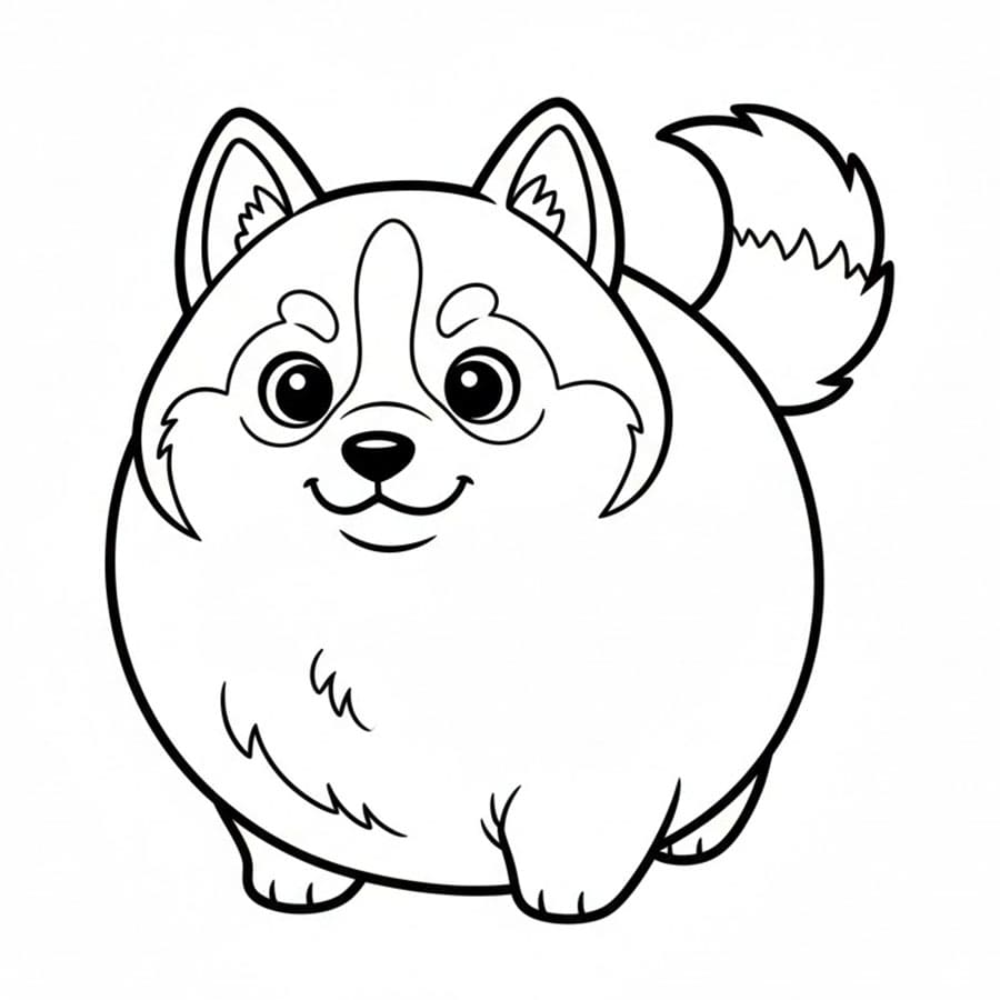 Tegneserie husky valp fargelegging