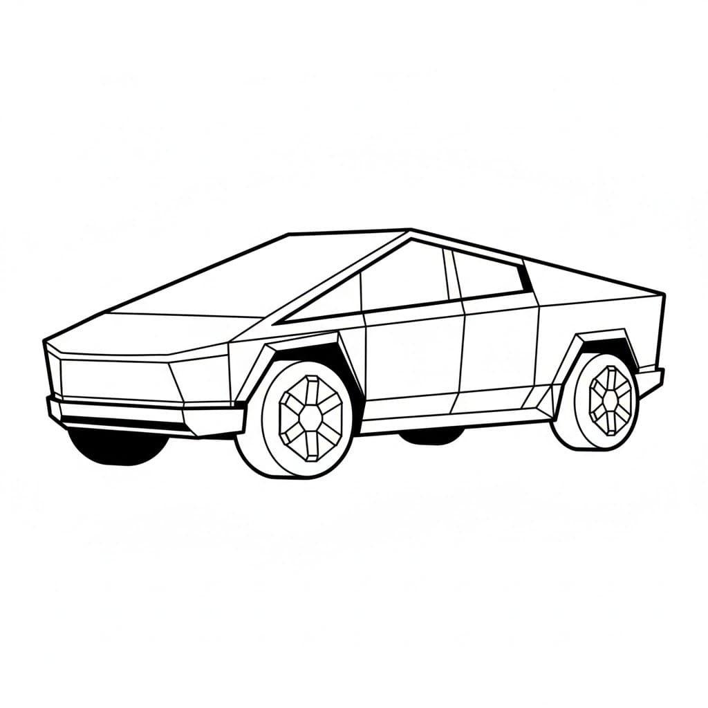 Tesla Cybertruck sidevisning fargelegging