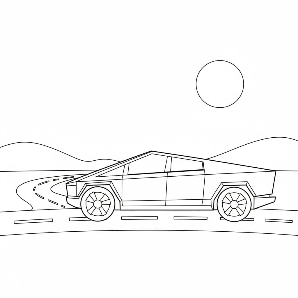 Tesla på veien fargelegging