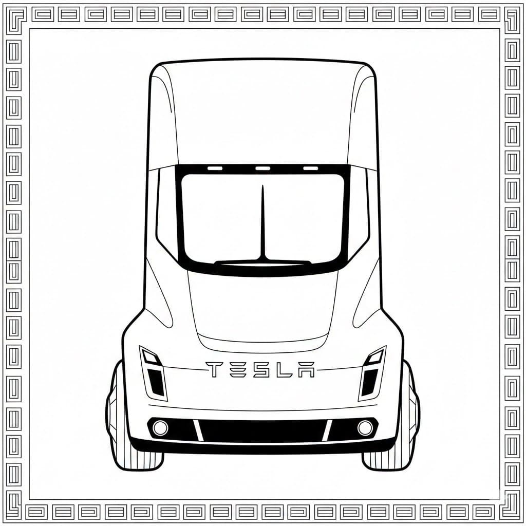 Tesla Semi forfra fargelegging