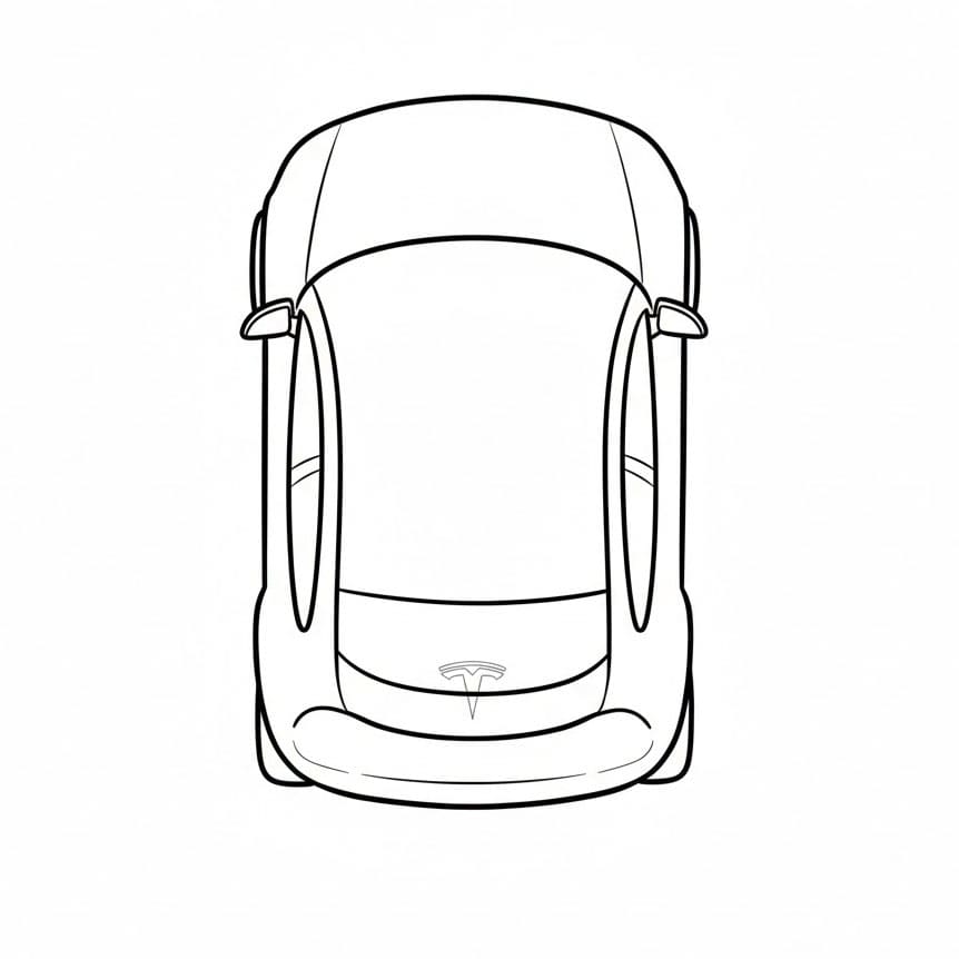 Tesla sett ovenfra fargelegging