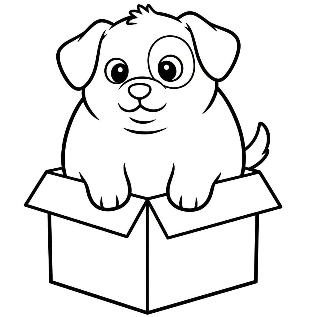 Valp i en eske fargelegging