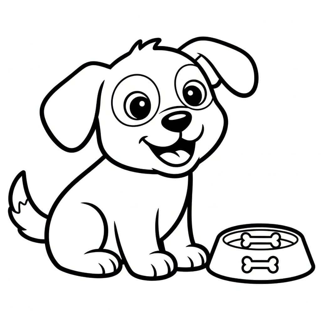 Valp med matskål fargelegging