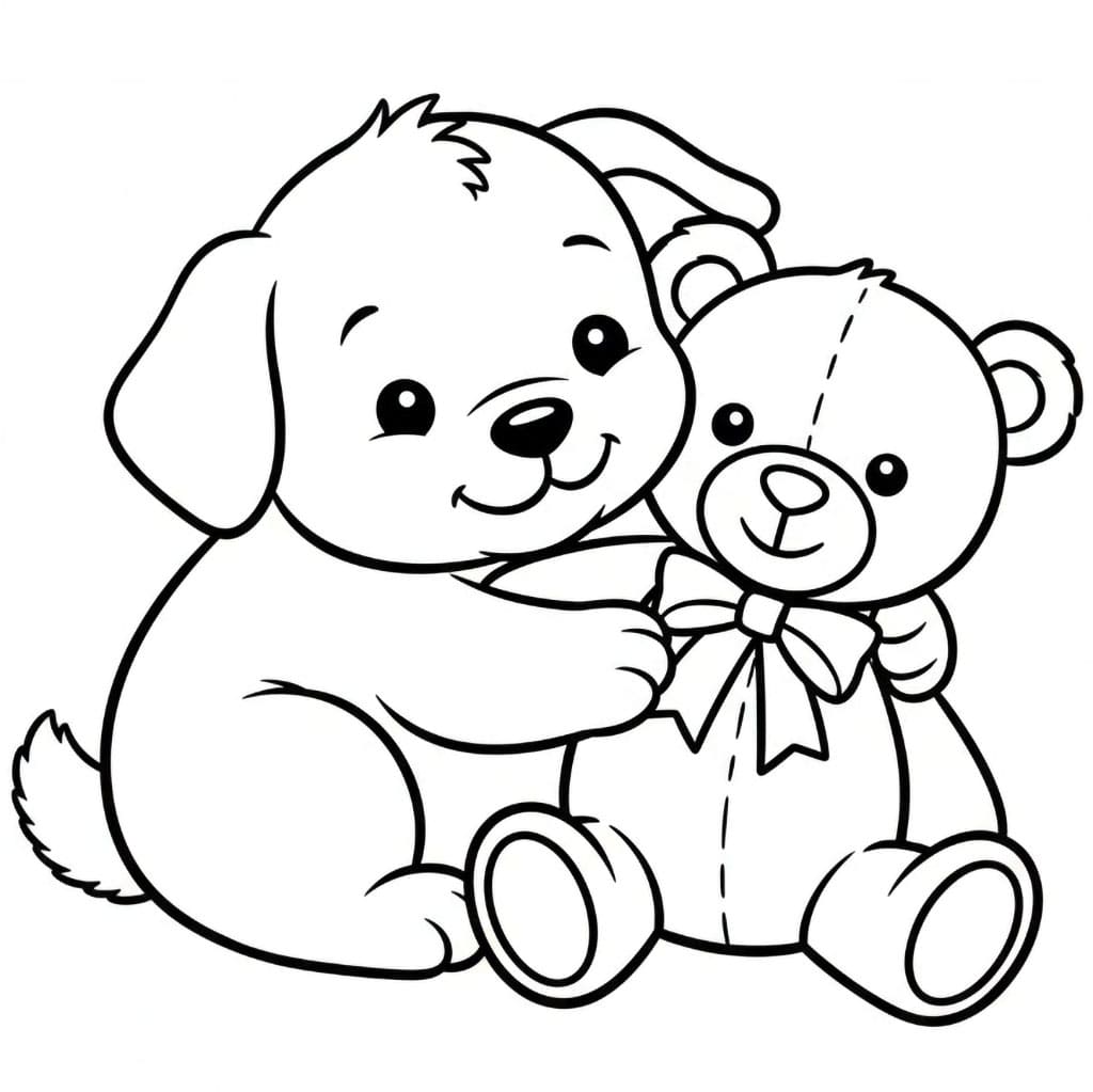 Valp med teddybjørn fargelegging