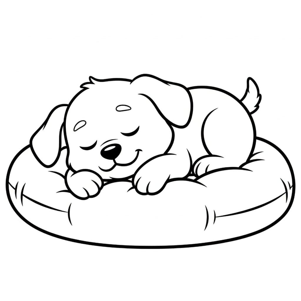 Valp på pute fargelegging