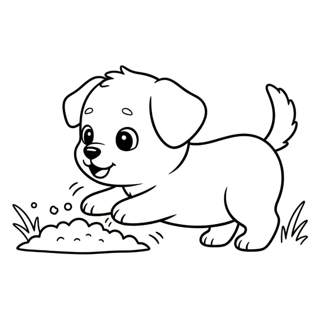 Valp som graver fargelegging