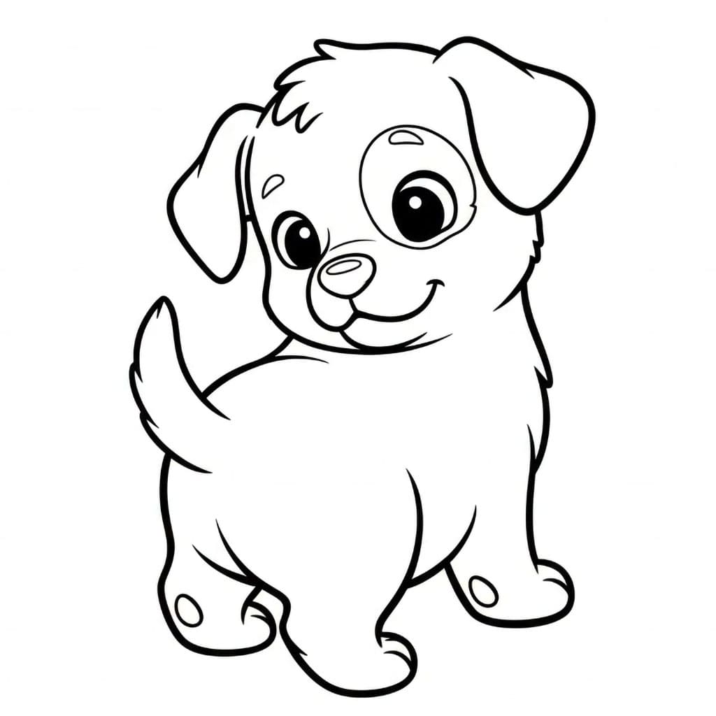 Valp som ser bakover fargelegging